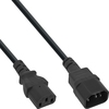 Kaltgeräteverlängerung C13 auf C14, 1mm², Schwarz, 1m
